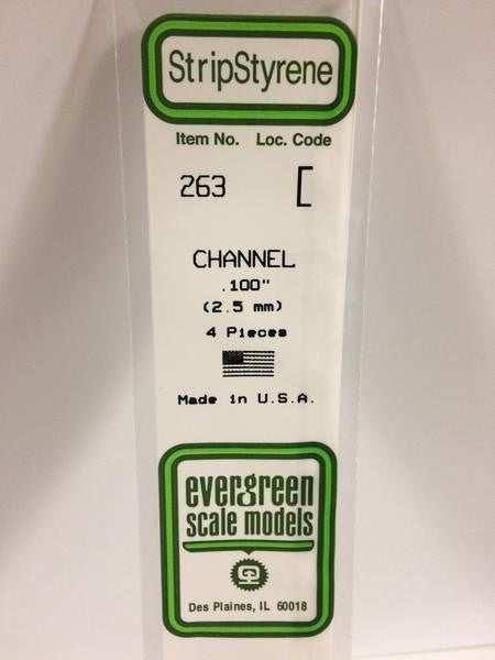 EVERGREEN 263 - .100" (2.5MM) OPAQUE WHITE POLYSTYRENE CHANNEL
