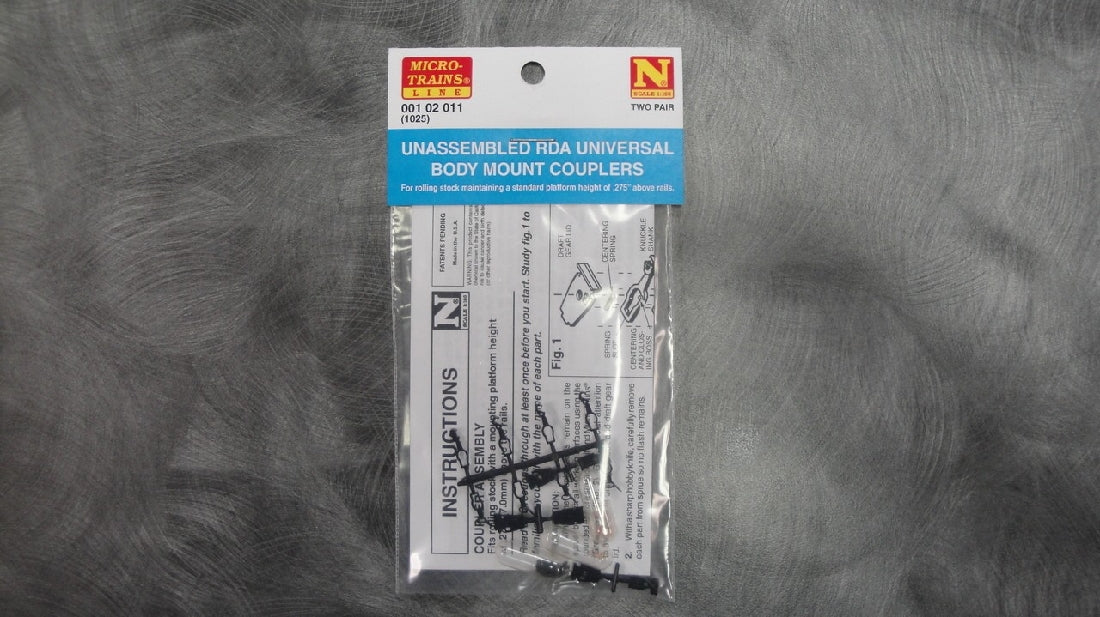 MICRO-TRAINS 001 02 011(1025) BODY MOUNT COUPLERS REVERSE DRAFT ANGLE COUPLERS UNASSEMBLED TWO PAIRS