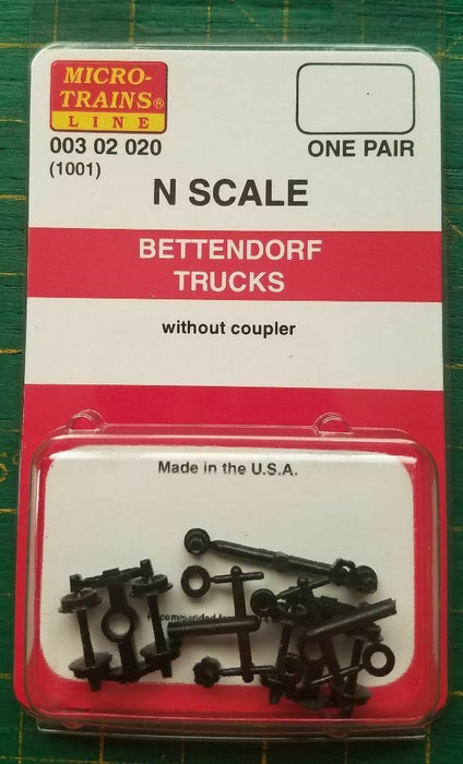MICRO-TRAINS 003 02 020 (1001) BETTENDORF TRUCKS WITHOUT COUPLERS ONE PAIR