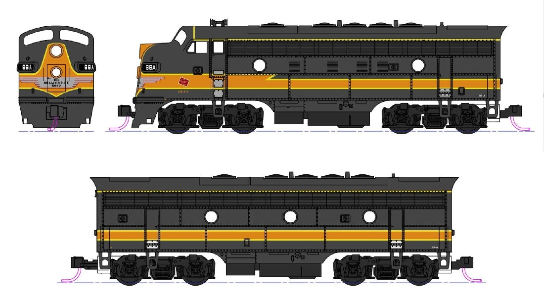 Kato 106-0429 EMD F7A/B Milwaukee Road #88A and #88B Diesel Locomotive Pack