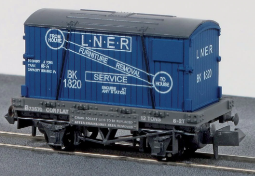 Peco NR-23 LNER Furniture Removals Conflat Wagon with Container