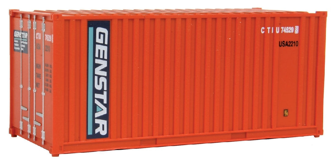 WALTHERS 949-8003 20' Corrugated Container with Flat Panel -Genstar (orange, blue, white)
