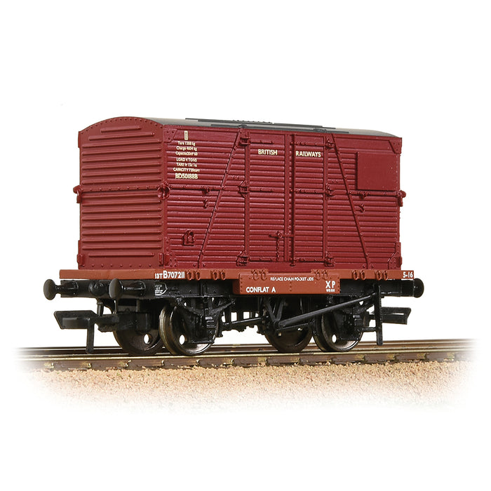 Branchline 37-951E Conflat Wagon BR Bauxite (Early) With BR Crimson BD Container