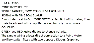 Hand Made Accessories 2160 HO Scale - Single Searchlight Home Red/ Green
