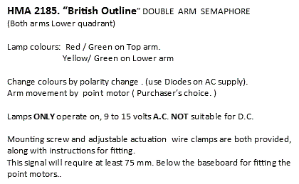 Hand Made Accessories HMA2185 HO Scale - Lower Quadrant Double Arm Home Signal British