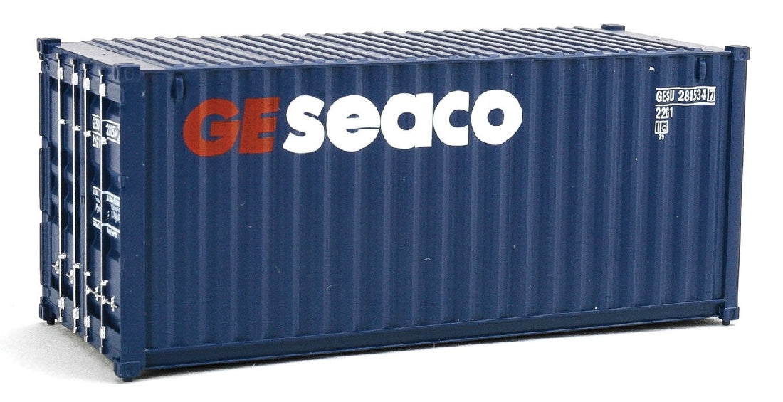 WALTHERS 949-8064 20' Corrugated Container GE Seaco (blue, white, red)