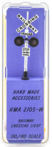 Hand Made Accessories HMA2105W HO Scale - Single Sided Crossing Light "Railway"