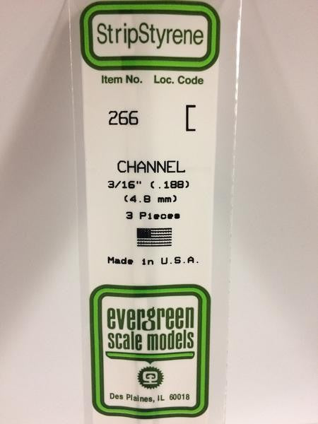 EVERGREEN 266 - .188" (4.8MM) OPAQUE WHITE POLYSTYRENE CHANNEL