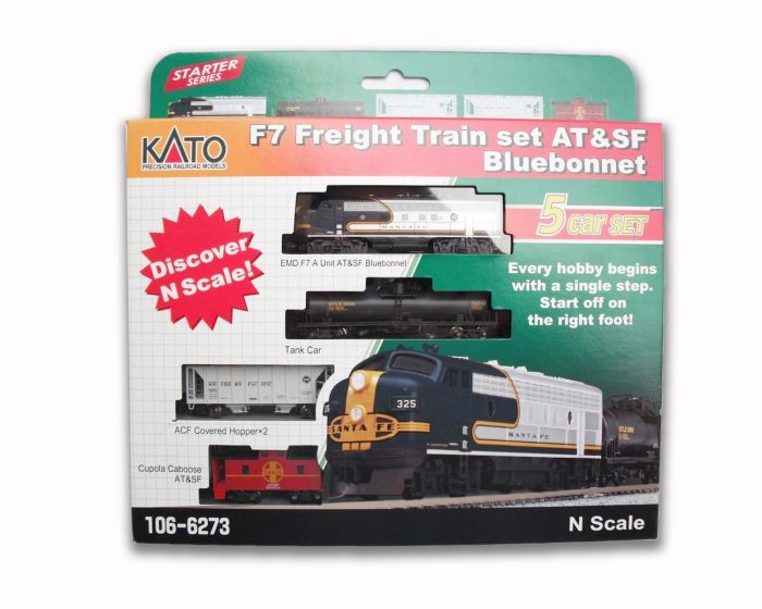 Kato 106-6273 N F7 Freight Train Set AT&SF "Bluebonnet" 5-Car Set