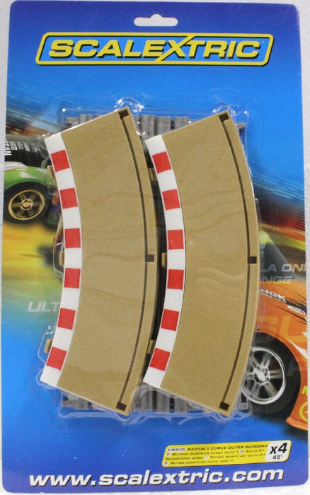 Scalextric C8240 RADIUS ONE (1) CURVE OUTER BORDERS 45 DEGREES X FOUR (4) (FOR 8202)