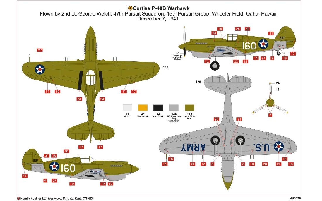 Airfix A05130A CURTISS P-40B WARHAWK