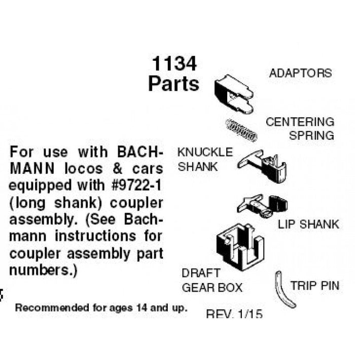 MICRO-TRAINS 001 33 030 (1133) Bachmann N Gauge Medium Shank Coupler Assemblies with Adaptors