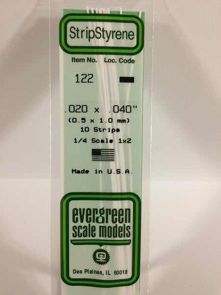 EVERGREEN 122 - .020" X .040" OPAQUE WHITE POLYSTYRENE STRIP