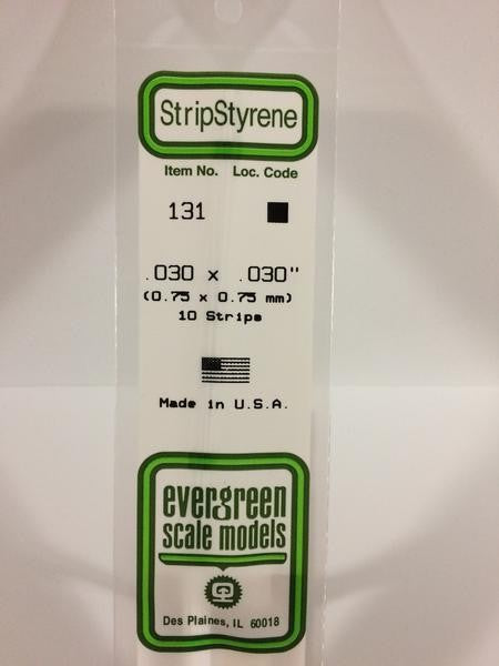 EVERGREEN 131 - .030" X .030" OPAQUE WHITE POLYSTYRENE STRIP