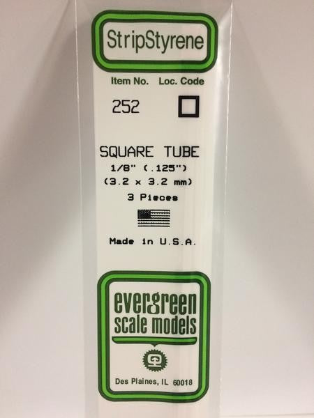 EVERGREEN 252 - .125" (3.2MM) OPAQUE WHITE POLYSTYRENE SQUARE TUBING