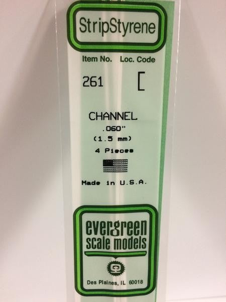 EVERGREEN 261 - .060" (1.5MM) OPAQUE WHITE POLYSTYRENE CHANNEL