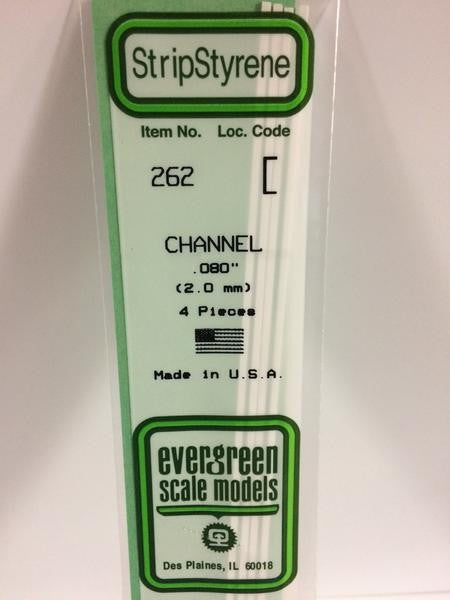EVERGREEN 262 - .080" (2.0MM) OPAQUE WHITE POLYSTYRENE CHANNEL